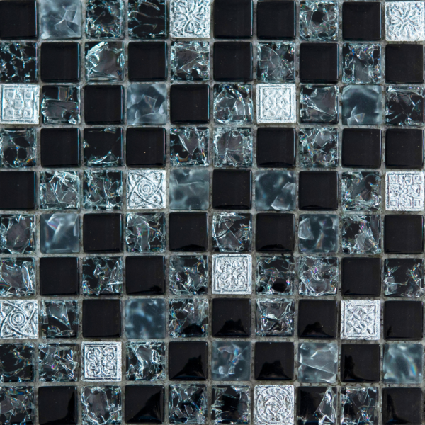 MOSAICO CRISTAL FICO CON RESIN MIX BLACK - 23GM13 300X300