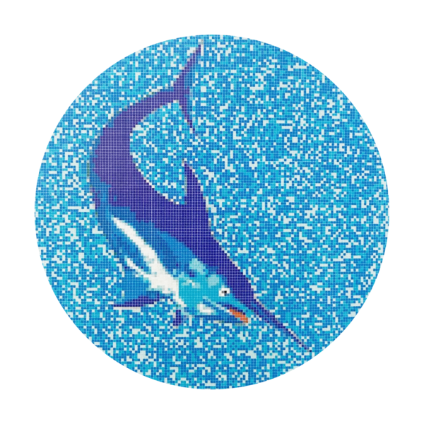 MOSAICO VIDRIO PEZ ESPADA HK PEARL A53/A08/B30 POOL 98 MIX AZUL