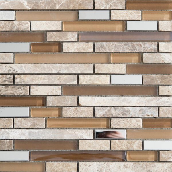 MOSAICO CRISTAL FICO CON NATURAL STONE, STAINLESS STEEL GZ3343SD 298X304X8