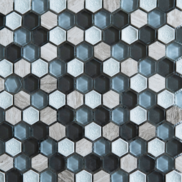 MOSAICO ORIENTAL 2.5X2.5 30X29 HEXAGONAL MARMOL/VIDRIO 25ML176B-2H